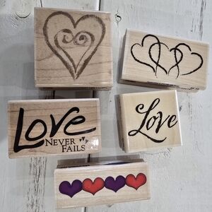 Love-Themed Wooden Stamps Set